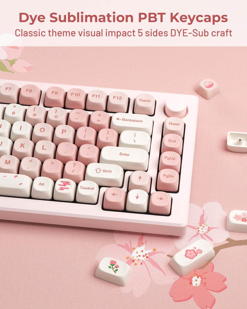 HITIME XVX Keycaps - Pink Cute PBT Keycaps, MOA Profile Key caps 60 65 75 100 Percent, Dye-Sublimation, Custom 142 Keys Set for 100%, 75%, 65%, 60% Mechanical Keyboard - Image 4