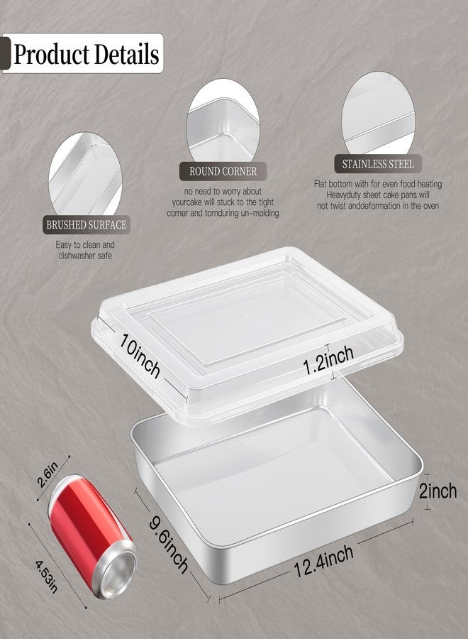 GIUOIDUO Premium Stainless Steel Baking Pan with Lid (2 Pack) - Rectangular Cake Pan, Heavy Duty Metal Bakeware for Lasagna, Brownie, Food Storage Container, Dishwasher Safe & Non-Toxic - Image 2