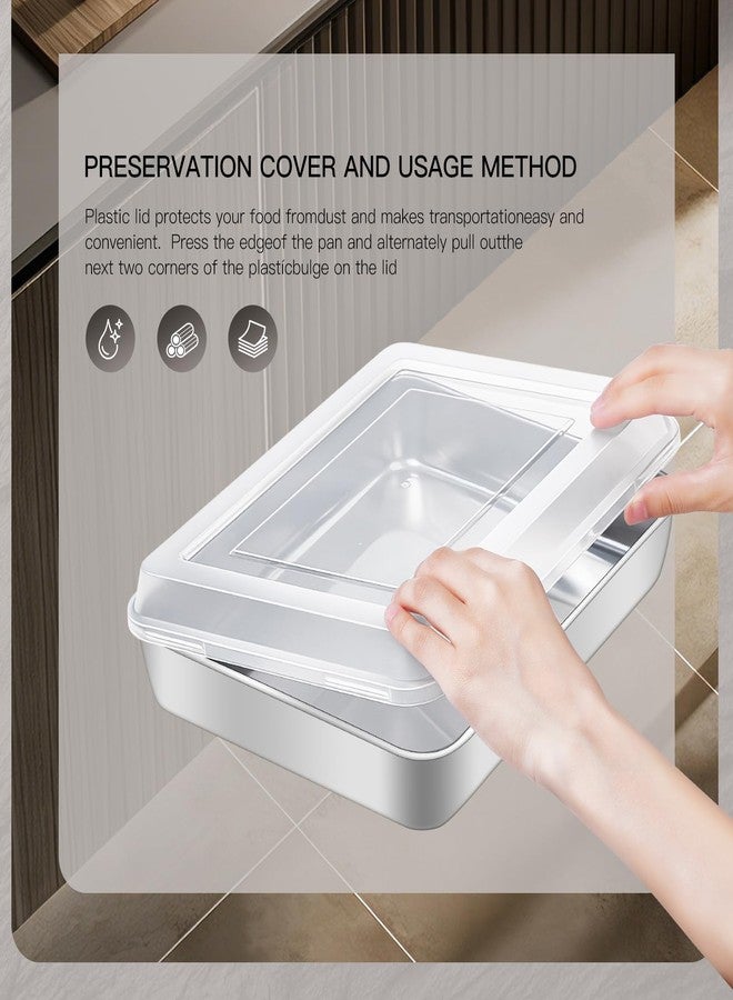 GIUOIDUO Premium Stainless Steel Baking Pan with Lid (2 Pack) - Rectangular Cake Pan, Heavy Duty Metal Bakeware for Lasagna, Brownie, Food Storage Container, Dishwasher Safe & Non-Toxic - Image 4