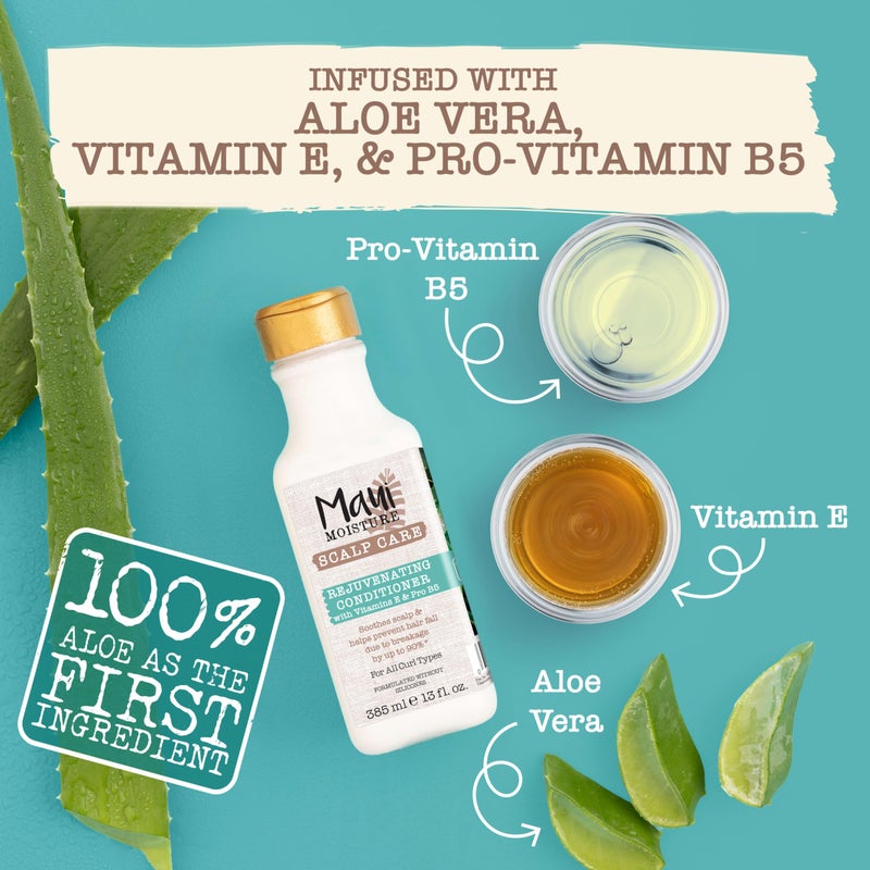 Maui Moisture Scalp Care Rejuvenating Conditioner, Soothing Curly Hair Conditioner with Vitamin E, Pro-Vitamin B5 & Aloe Vera, Silicone-Free, 13 fl. oz - Image 4