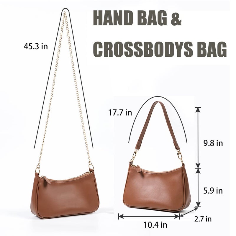 VODIU Clutch Tote Handbags with 2 Removable Straps and Zipper Closure Crossbody Bags Shoulder Purse Handbag for Women Brown - Image 5