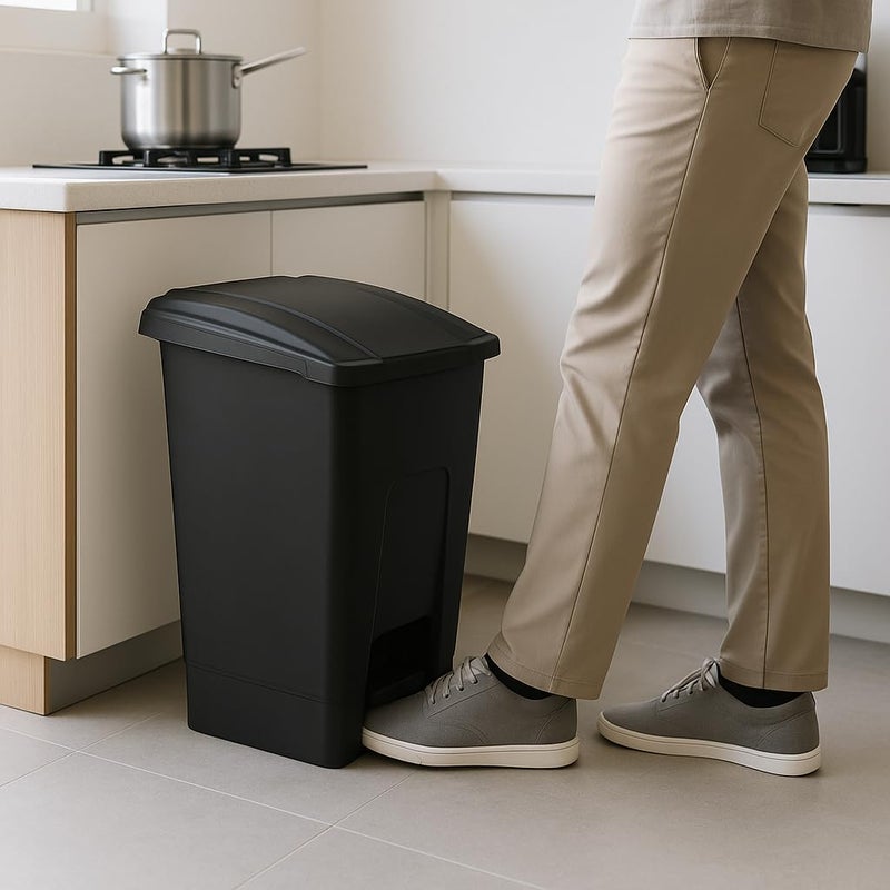 Planet Garbage Container, Trash Basket with Foot Pedal & Handel,Hard Plastic Material, use in schools, hospitals, Universities, Malls,Black (50 Liter) - Image 2