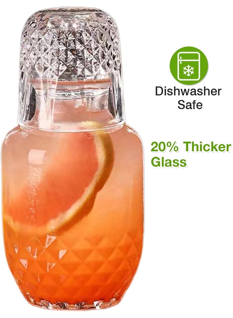 بواو مجموعة كارافات المياه والكؤوس بجانب السرير، BOAO  إبريق زجاجي سعة 17 أونصة وكوب سعة 5 أونصات، مجموعة كارافات المياه والكؤوس بجانب السرير، إبريق مياه زجاجي عتيق مع مجموعة أكواب لغرفة النوم - Image 5