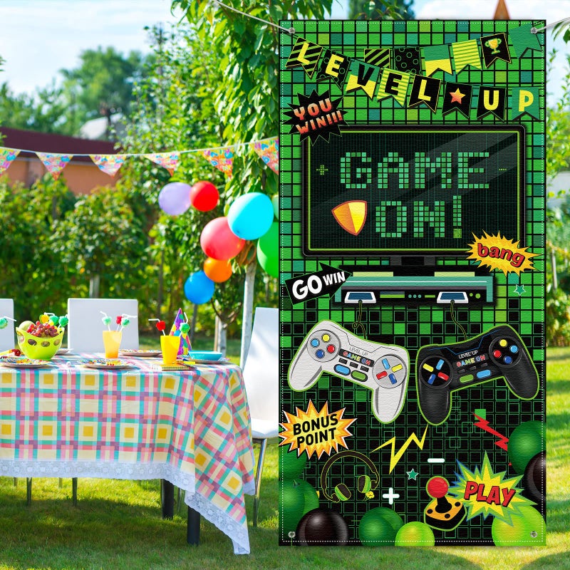 Blulu Video Game Party Decoration Video Photo Door Backdrop Game on Boys Birthday Photo Banner Room Decor for Fans Gamer Party Decoration Supplies(35.5 x 70.9 Inch) - Image 5