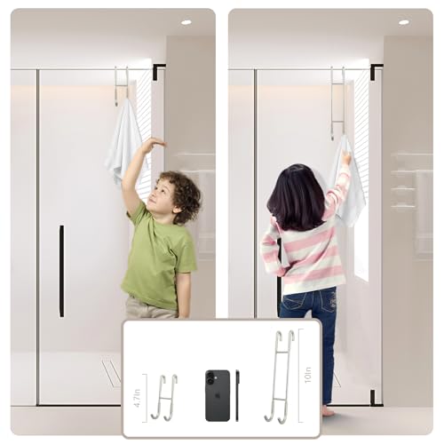 NINETREX Shower Door HooksTowel Hooks for Bathrooms Frameless Glass DoorHeavy Duty SUS 304 Stainless Steel Hook for TowelsSqueegeeLoofahShaverRobe2 PackSilver10Inch - Image 3