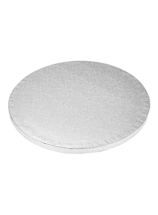 Restaurantware Pastry Tek 10 Inch Cake Board, 1 Durable Cake Drum - Round, Covered Edges , Metallic Silver Paper Cake Base, Disposable, For Birthdays, Weddings, Or Parties - Image 1