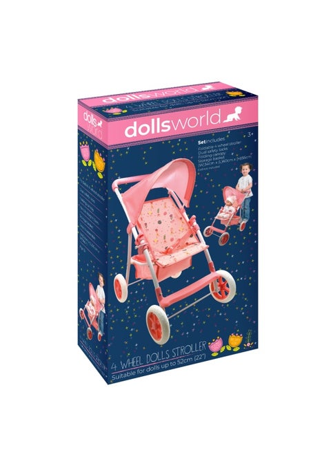 Deluxe 4 Wheel Folding Stroller For Dolls Up To 22 inch from Peterkin gift for kids of Age above 3 years