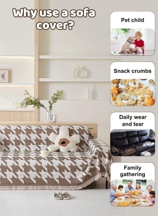 جاك سيركل بوهو يغطي الأريكة للأريكة غطاء أريكة منقوش هندسيًا للكلاب، غطاء أريكة غير قابل للانزلاق قابل للغسل غطاء أريكة بطانية للأريكة المقطعية، أغطية أريكة ناعمة لمقعد الحب 2-3 وسادة الأريكة المضادة للانزلاق حامي الأريكة - Image 2