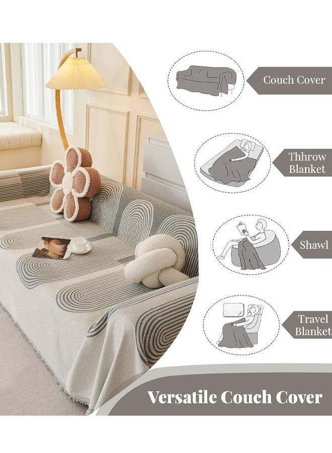 جاك سيركل بوهو يغطي الأريكة للأريكة غطاء أريكة منقوش هندسيًا للكلاب، غطاء أريكة غير قابل للانزلاق قابل للغسل غطاء أريكة بطانية للأريكة المقطعية، أغطية أريكة ناعمة لمقعد الحب 2-3 وسادة الأريكة المضادة للانزلاق حامي الأريكة - Image 4