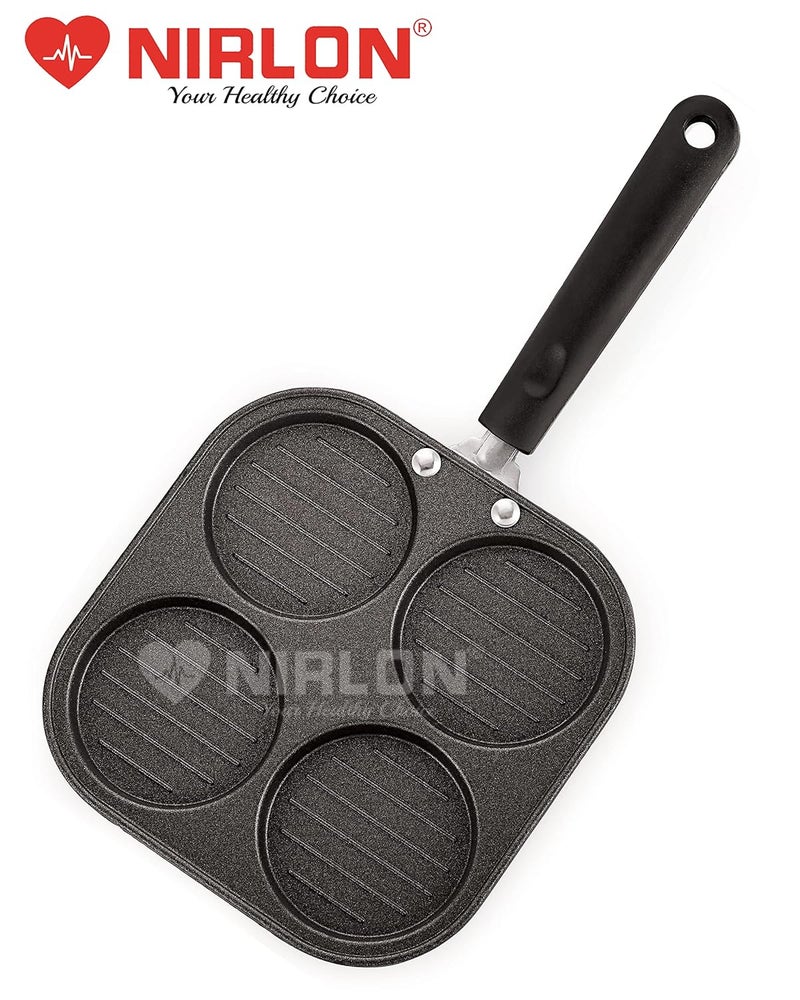 Nirlon Nirlon 3 Layer Nonstick Coating Aluminium Cookware Combo Gift Set of Casting Uttapam4 Cavity Fry Pan24cm ColorRed  - Image 4