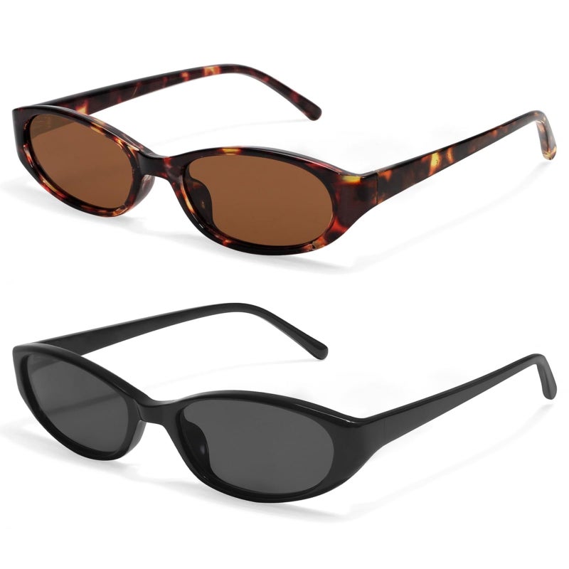 GUVIVI Retro Oval Sunglasses for Women 2026 90s Small Chic Cat Eye Sun Glasses Sunnies Lightweight Shades - Image 1