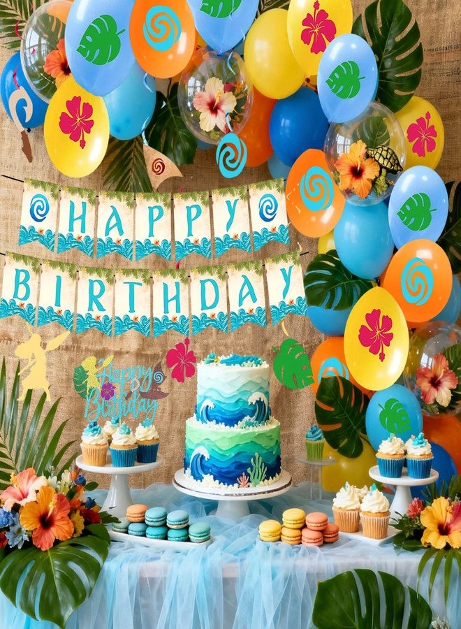 Tyotrbs Moana Birthday Decorations, Tropical Birthday Party Supplies - Hawaiian Luau Party Decor with Moana Ballon ,Moana Cake Decoration & Banner for Island Theme Party - Image 2