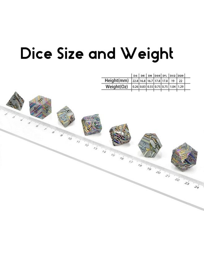 DNDND Rainbow Stripe Dnd Metal Dice Set 7 Pcs Zinc Alloy With Gift Case For Dungeons And Dragons D&D (Rainbow) - Image 5