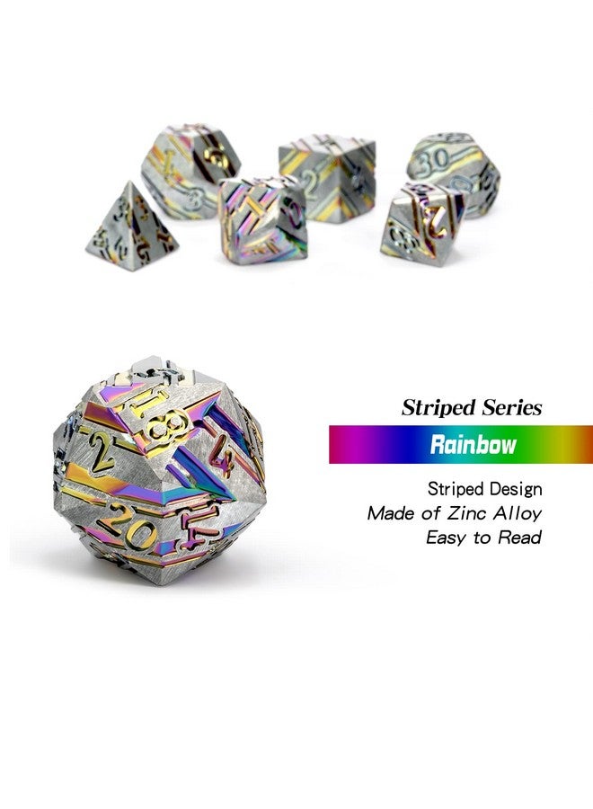 DNDND Rainbow Stripe Dnd Metal Dice Set 7 Pcs Zinc Alloy With Gift Case For Dungeons And Dragons D&D (Rainbow) - Image 4