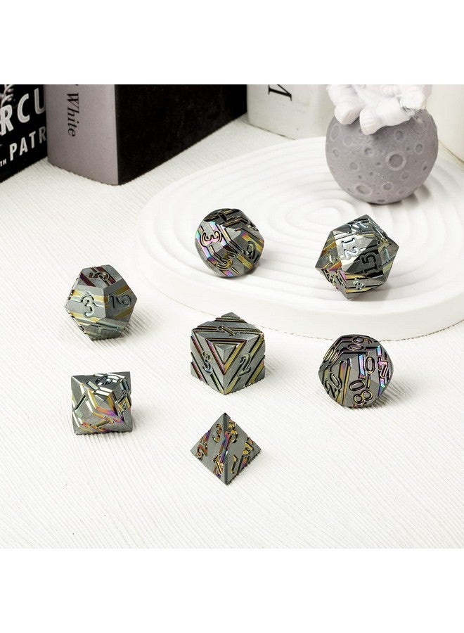 DNDND Rainbow Stripe Dnd Metal Dice Set 7 Pcs Zinc Alloy With Gift Case For Dungeons And Dragons D&D (Rainbow) - Image 3