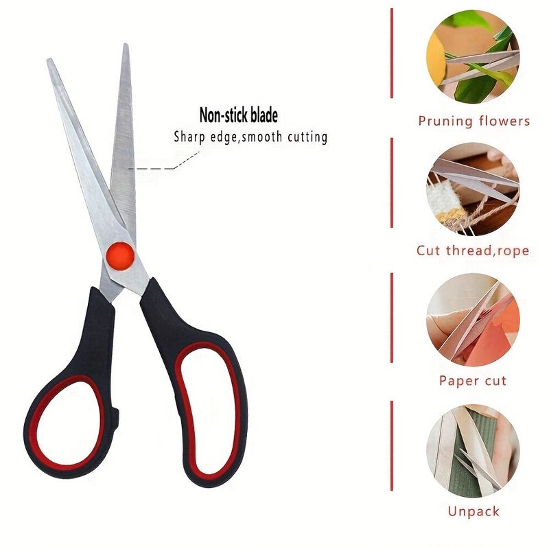 3 Pcs Stainless Steel Scissors Multipurpose Office Home Kitchen Scissors Comfort Grip Suitable For Right And Left Hand Users - Image 1
