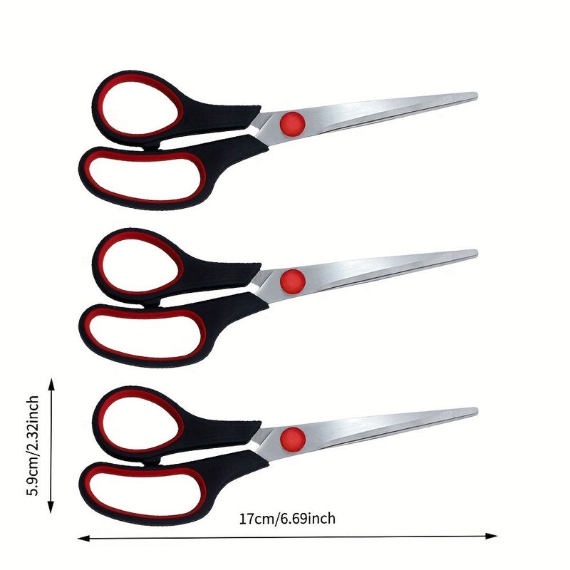 3 Pcs Stainless Steel Scissors Multipurpose Office Home Kitchen Scissors Comfort Grip Suitable For Right And Left Hand Users - Image 3