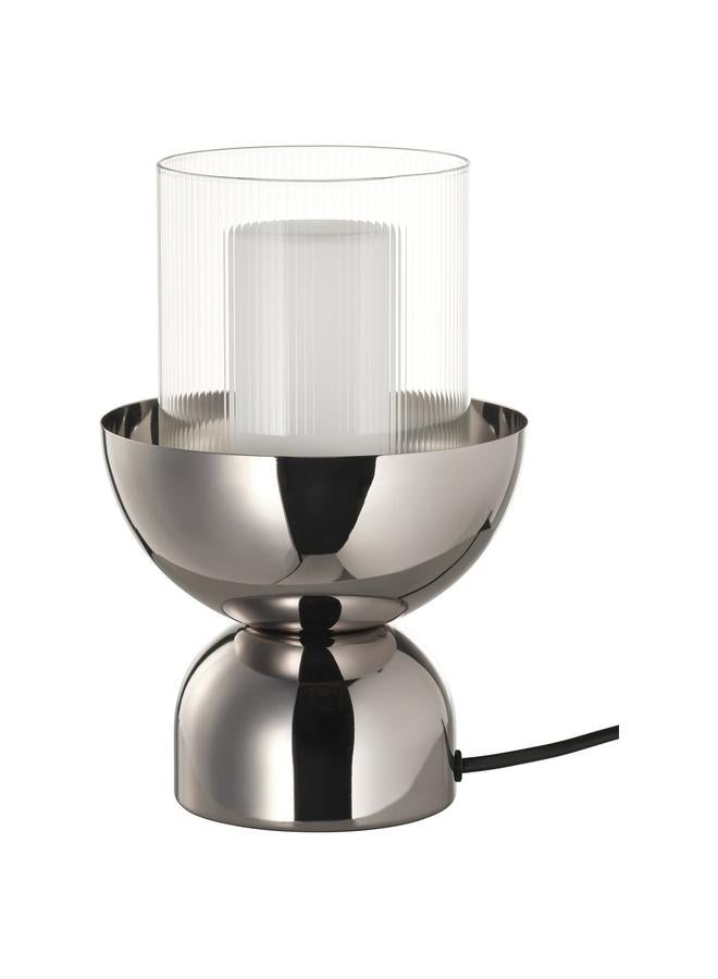 Zaboon Table Lamp With Light Bulb, Nickel-Plated/Cylinder Striped - Image 1