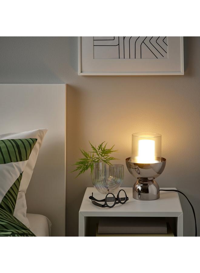 Zaboon Table Lamp With Light Bulb, Nickel-Plated/Cylinder Striped - Image 2