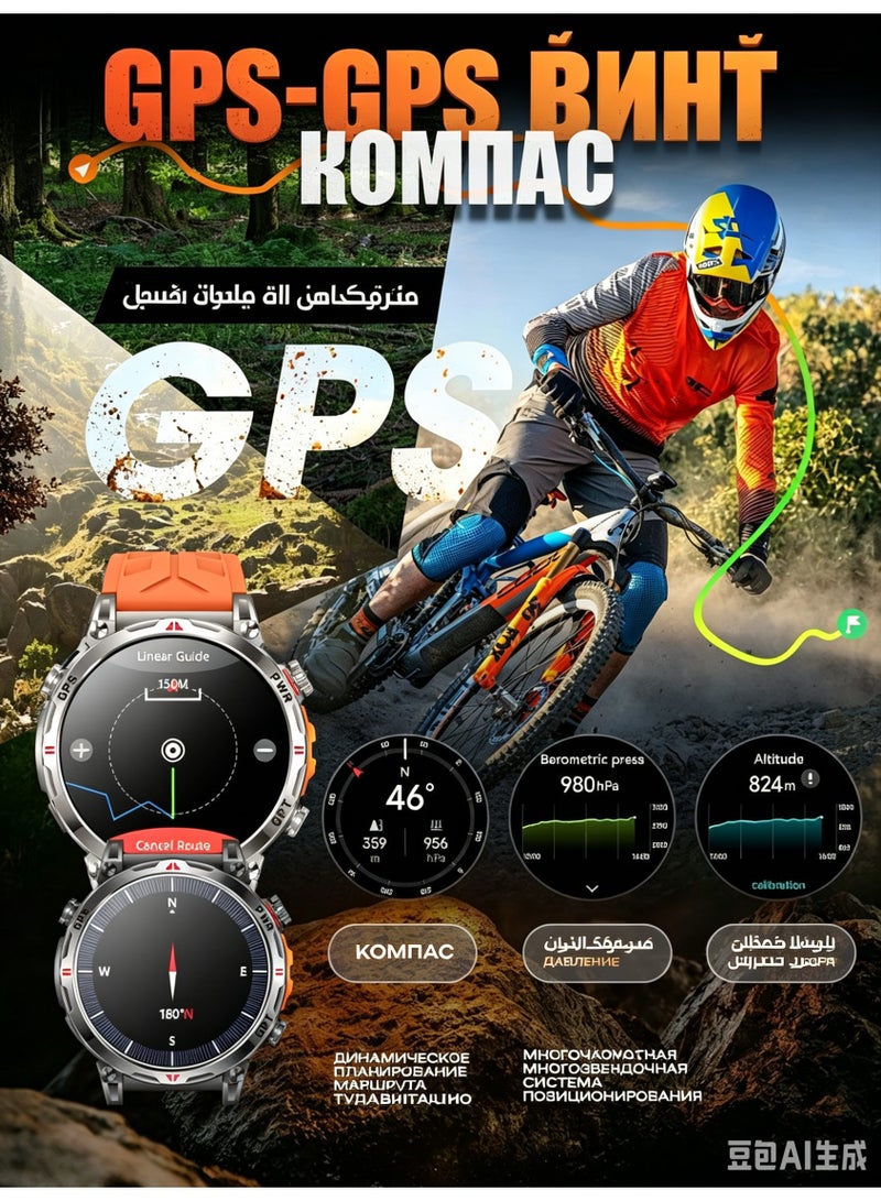 ساعة ذكية للرجال بشاشة AMOLED HD مقاس 1.56 بوصة مع مكالمات بلوتوث، ونظام تحديد المواقع GPS، وAI GPT، ومتتبع لياقة بدنية متين لأجهزة أندرويد وiOS - Image 3