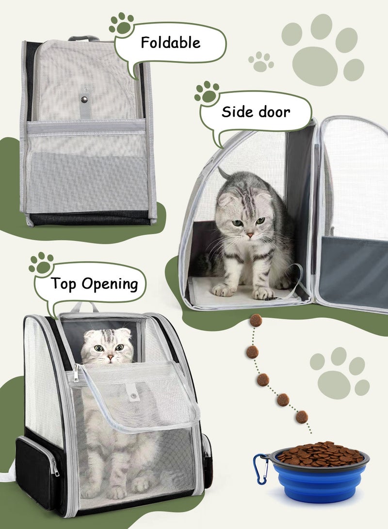 URbazaar Cat Carrier Bag, Pet Carrier Backpack with Pet feeding bowl, Cat Carrying Backpack for Medium Small Dog, Cat, Bunny, Ventilated Mesh Dog Travel Backpack for Outdoor Use - Image 3