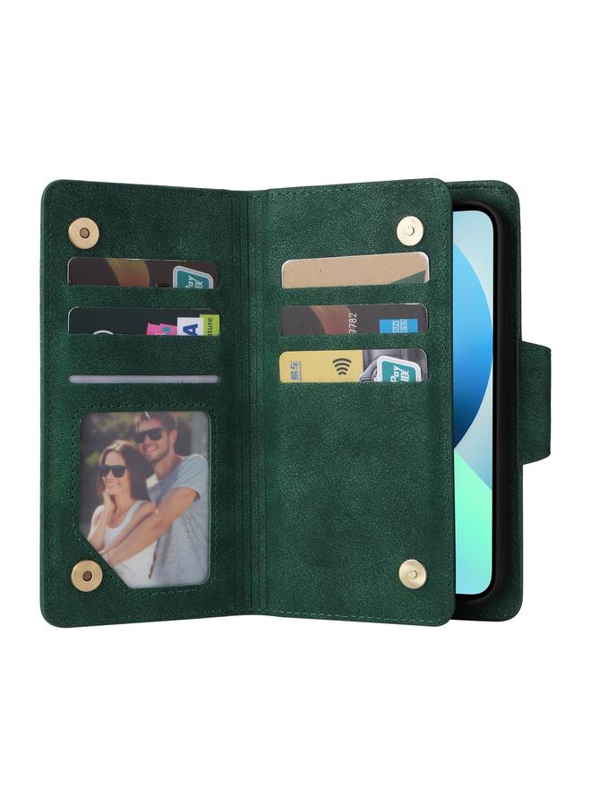 S-TOP Case For iPhone 13 mini Rivet Buckle 9 Cards Three Fold Leather Phone Case - Image 4