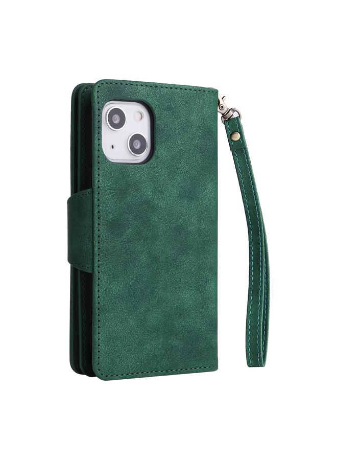 S-TOP Case For iPhone 13 mini Rivet Buckle 9 Cards Three Fold Leather Phone Case - Image 3