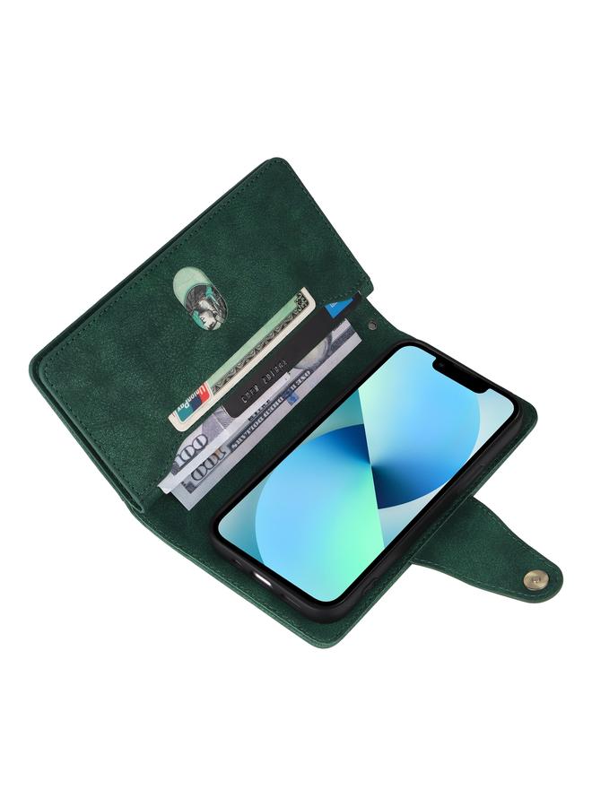 S-TOP Case For iPhone 13 mini Rivet Buckle 9 Cards Three Fold Leather Phone Case - Image 5