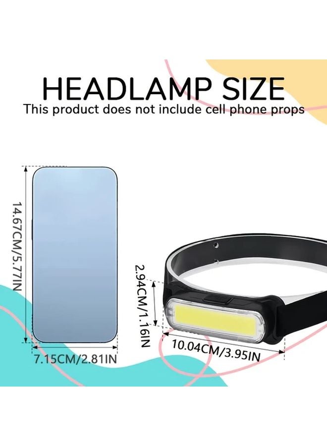 COB Headlamp USB Rechargeable Floodlight Headlamps Adjustable Headband 3 Brightness Levels - Image 4