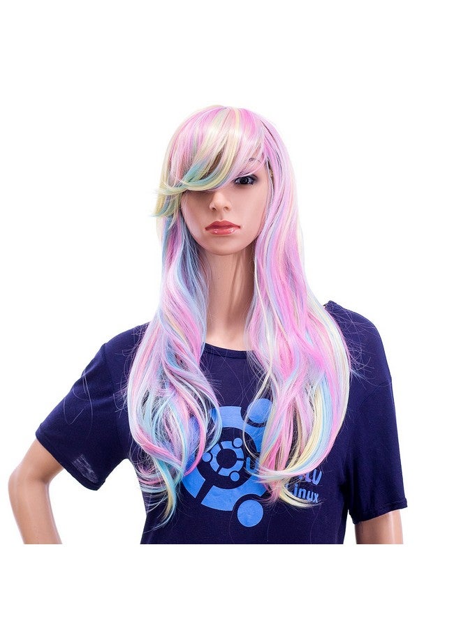 SWACC 26-Inch Long Curly Wave Cosplay Synthetic Wig Mixed Colorful Highlights - Image 1
