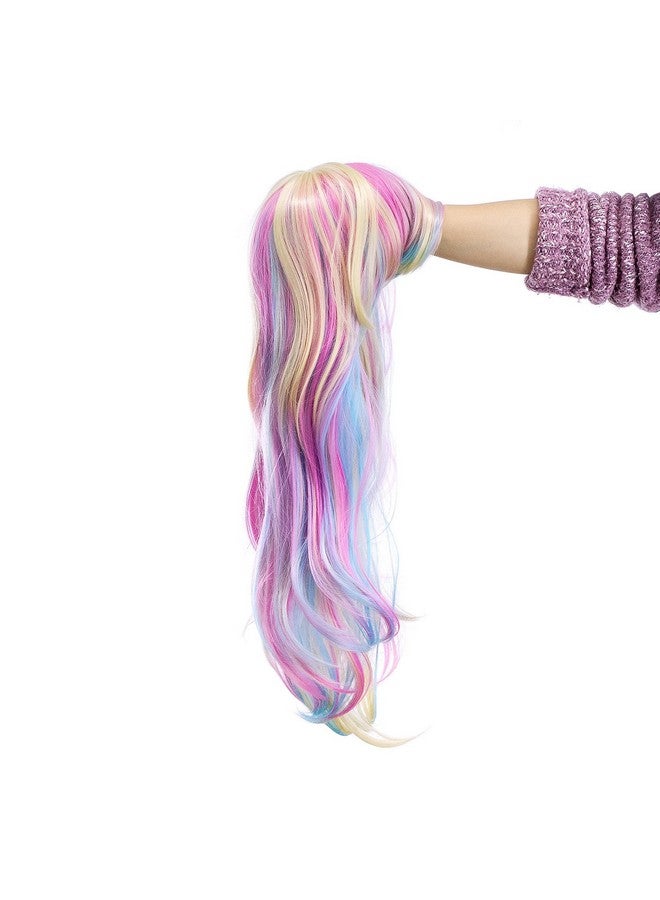 SWACC 26-Inch Long Curly Wave Cosplay Synthetic Wig Mixed Colorful Highlights - Image 5