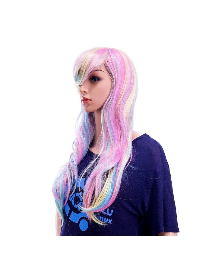 SWACC 26-Inch Long Curly Wave Cosplay Synthetic Wig Mixed Colorful Highlights - Image 3