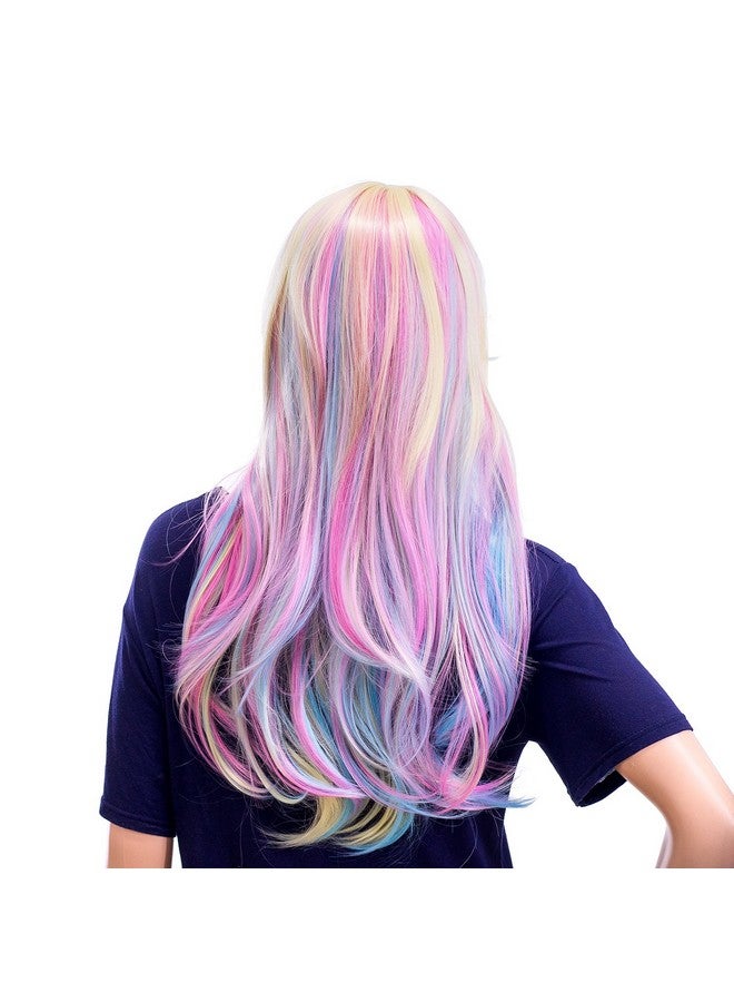 SWACC 26-Inch Long Curly Wave Cosplay Synthetic Wig Mixed Colorful Highlights - Image 4