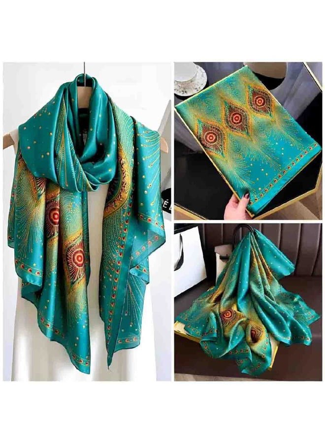 Acotavie Scarfs for Women Fashion Scarves Long Floral Pattern Scarf Headscarf Lightweight Sunscreen Shawls, Light Green, 70.86 inches x 35 inches - Image 2