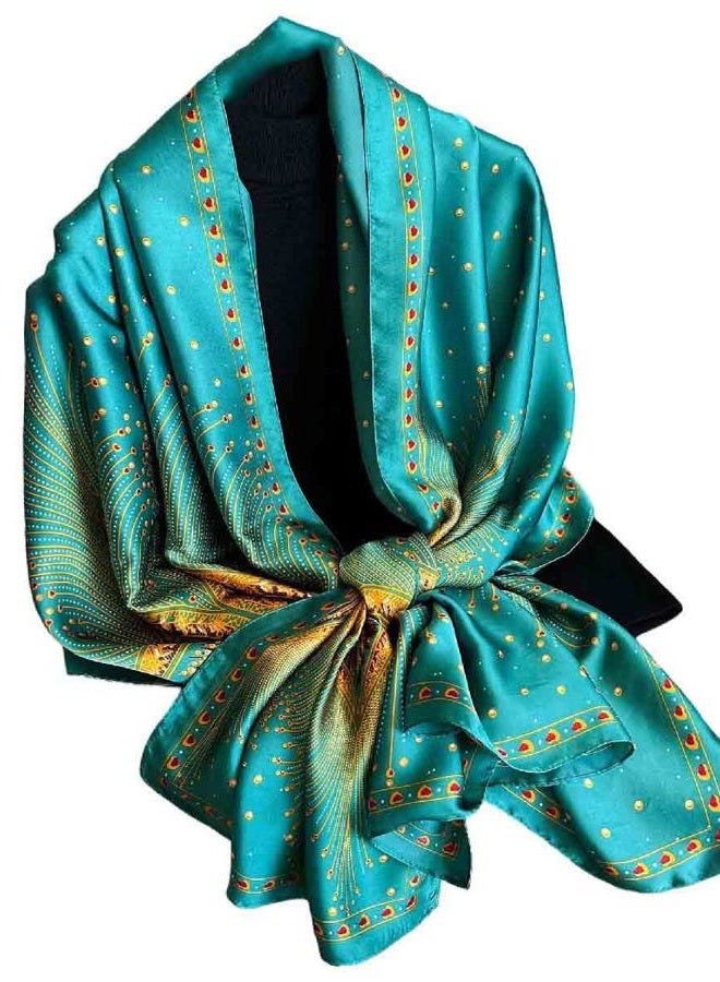 Acotavie Scarfs for Women Fashion Scarves Long Floral Pattern Scarf Headscarf Lightweight Sunscreen Shawls, Light Green, 70.86 inches x 35 inches - Image 3