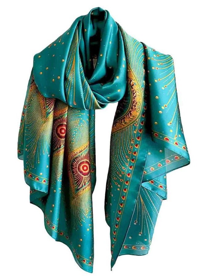 Acotavie Scarfs for Women Fashion Scarves Long Floral Pattern Scarf Headscarf Lightweight Sunscreen Shawls, Light Green, 70.86 inches x 35 inches - Image 1