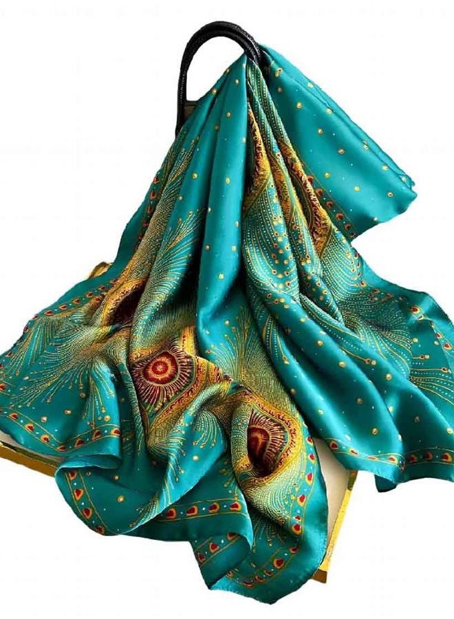 Acotavie Scarfs for Women Fashion Scarves Long Floral Pattern Scarf Headscarf Lightweight Sunscreen Shawls, Light Green, 70.86 inches x 35 inches - Image 4