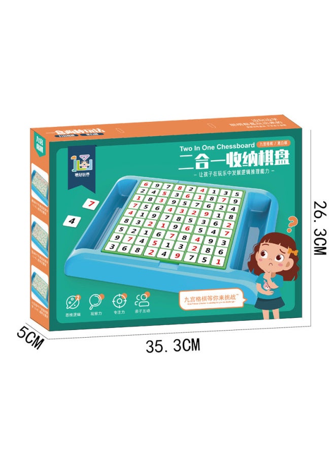 Generic - Hangu Digital Sorting Parent-child Interaction Jiugongge Black And White Chess Storage Plate Match Flip Chess Tickah Building Blocks-Color:5597-8. 1 Box For 48 Boxes - Image 1