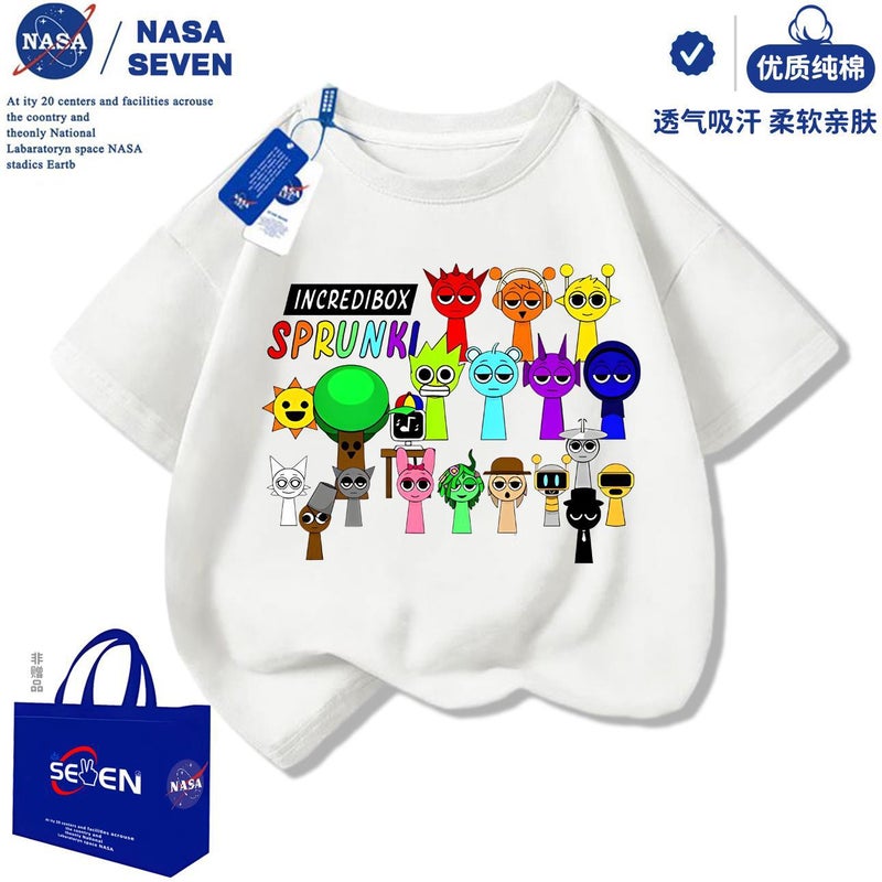 Nasa Rhythm Box Kidsren'S Pure Cotton T-Shirt Fashionable Summer Sprunki Music Box Short-Sleeved Tops For Boys And Girls - Image 5