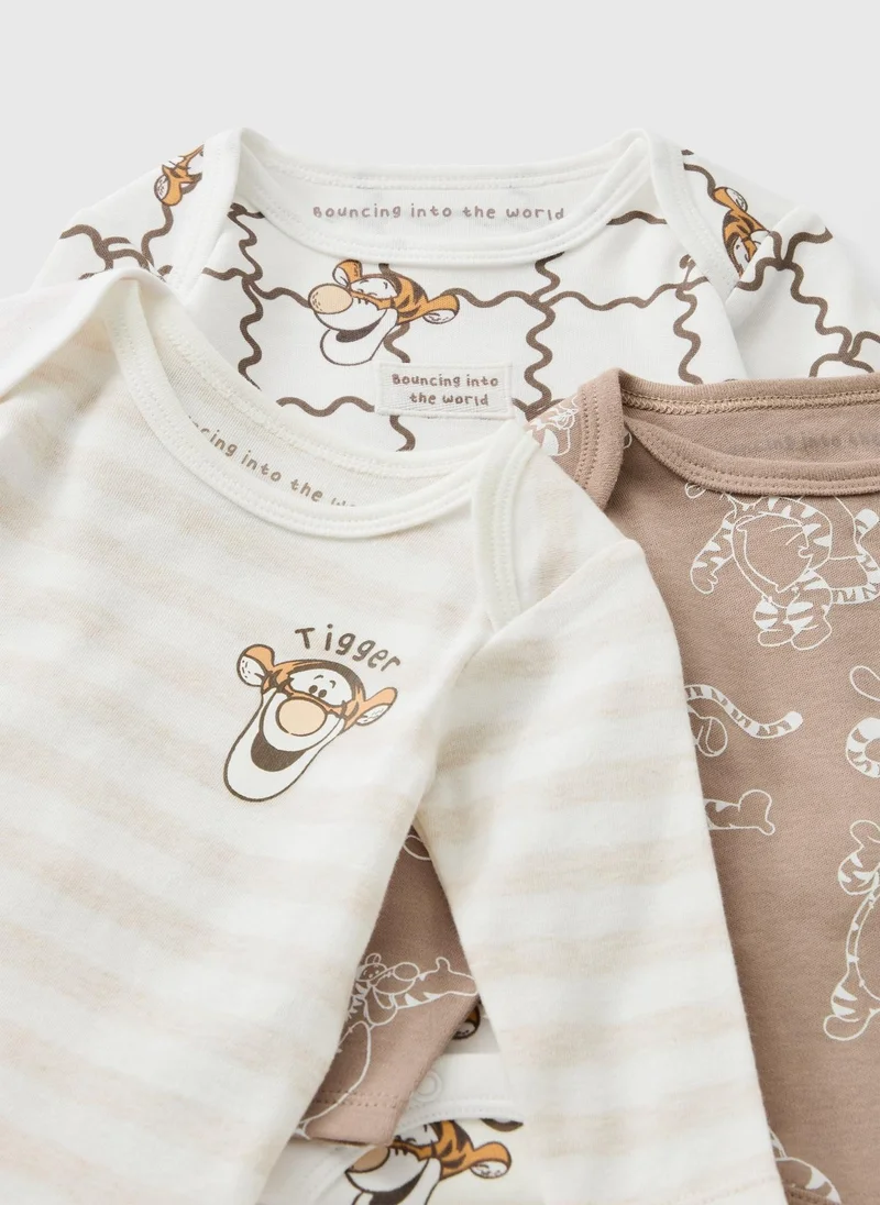 Matalan 3 Pack Baby Beige Tigger Bodysuit
