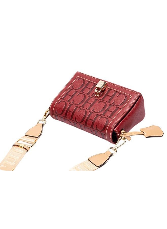 CH CH CHCH Fashion Design Model Metal Accessories Buckle Women's Shoulder Bag Luxury Brand Fashion Solid Colour Printed Head Bag - Image 3