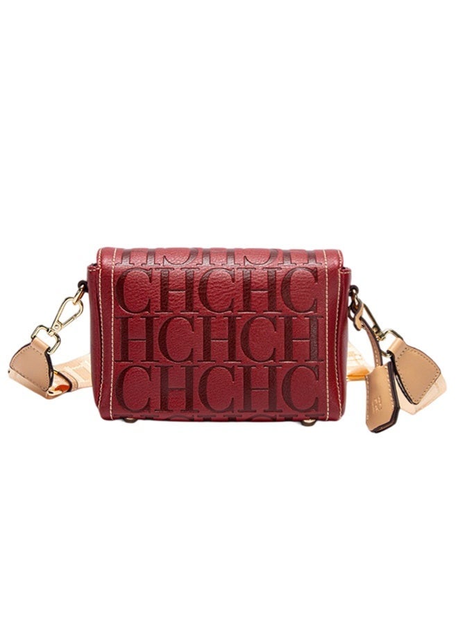 CH CH CHCH Fashion Design Model Metal Accessories Buckle Women's Shoulder Bag Luxury Brand Fashion Solid Colour Printed Head Bag - Image 2
