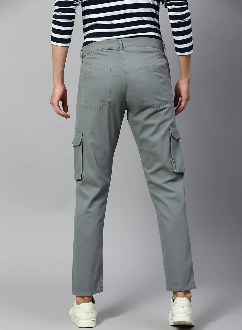 Dennis Lingo Men's Aqua Tapered Fit Cargo Trousers - Mid-Rise, 100% Cotton, Full-Length