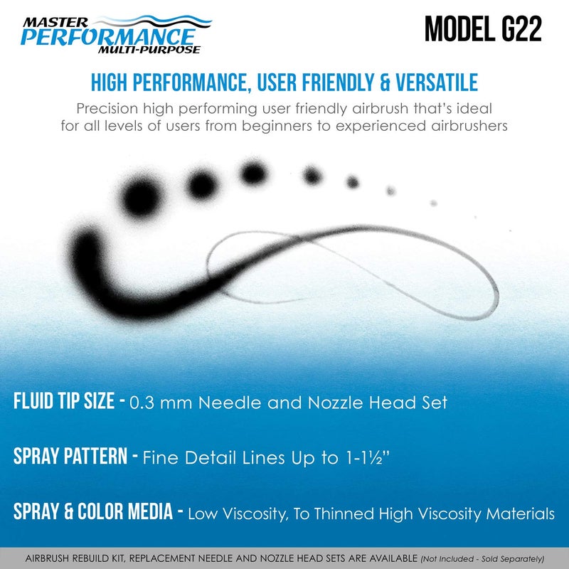 Master Airbrush Model G22 Multi-Purpose Dual-Action Gravity Feed Airbrush Set with a 0.3mm Tip and 1/3 oz. Fluid Cup - User Friendly, Versatile Kit - Spray Auto Graphics, Art, Crafts, Tattoos, Cake - Image 4