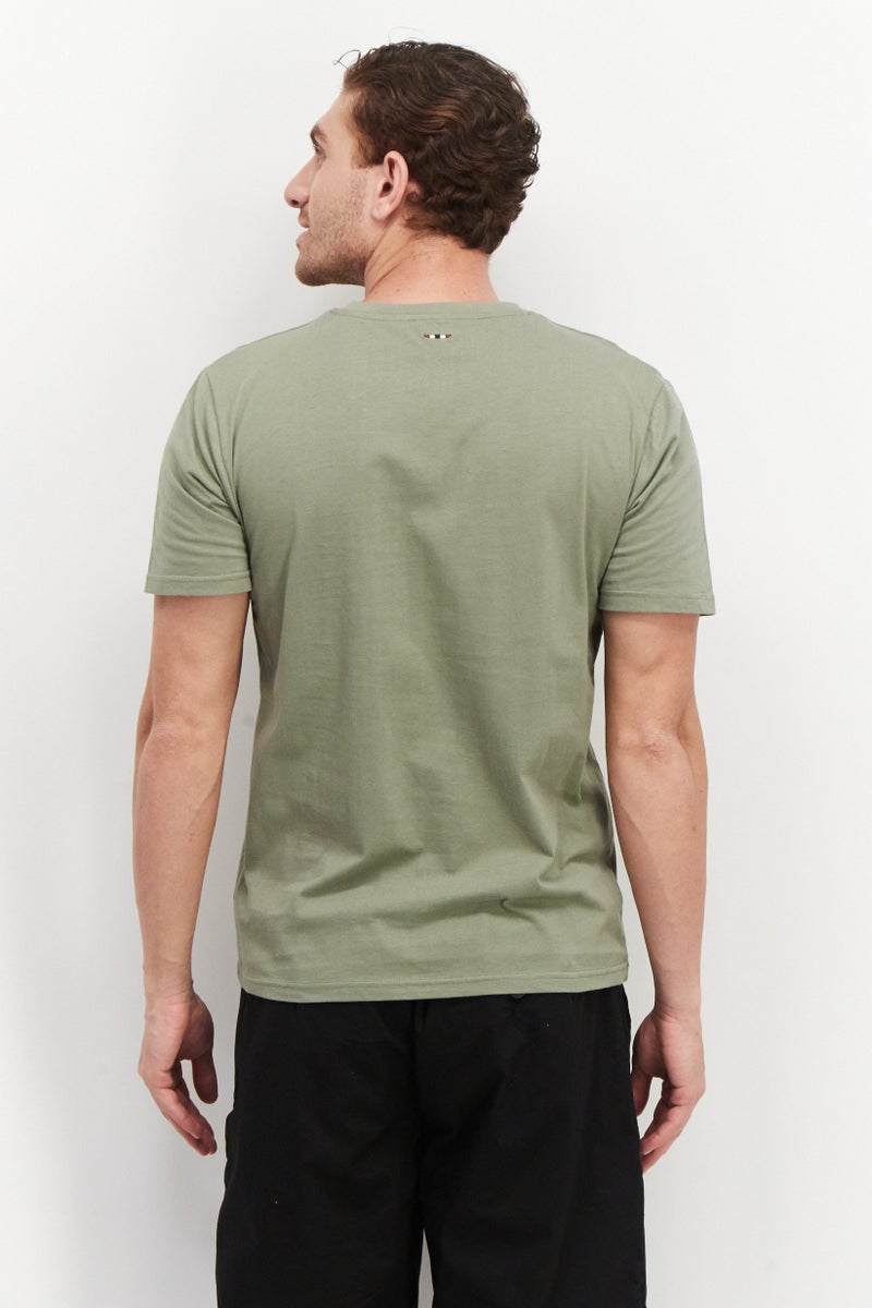 Nordland تي شيرت رجالي بأكمام قصيرة وياقة دائرية بشعار العلامة التجارية، زيتوني - Image 3