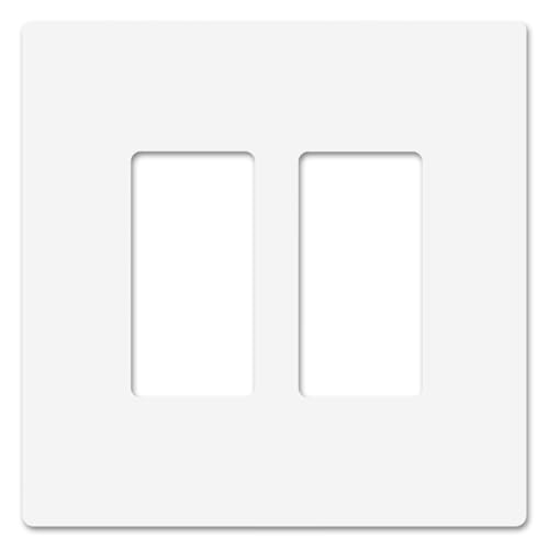Art Plates - OVERSIZED Screwless Child Safe Switch Plate - 5.5" x 5.5" - Jumbo 2 Gang Decorator GFCI Style - Unbreakable Polycarbonate - Two Gang Screwless Light Switch Cover Plate - Glossy White - Image 1