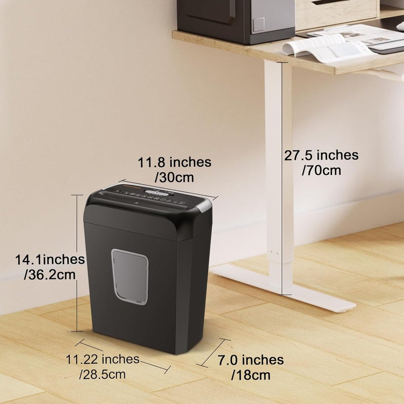 bonsaii Paper Shredder for Home 6 Sheets Crosscut P4 Security Level Domestic Paper Shredder Machine with Handle for Credit Card Document Staple Paper Crusher Machine for Office with 12.87L Bin - Image 4