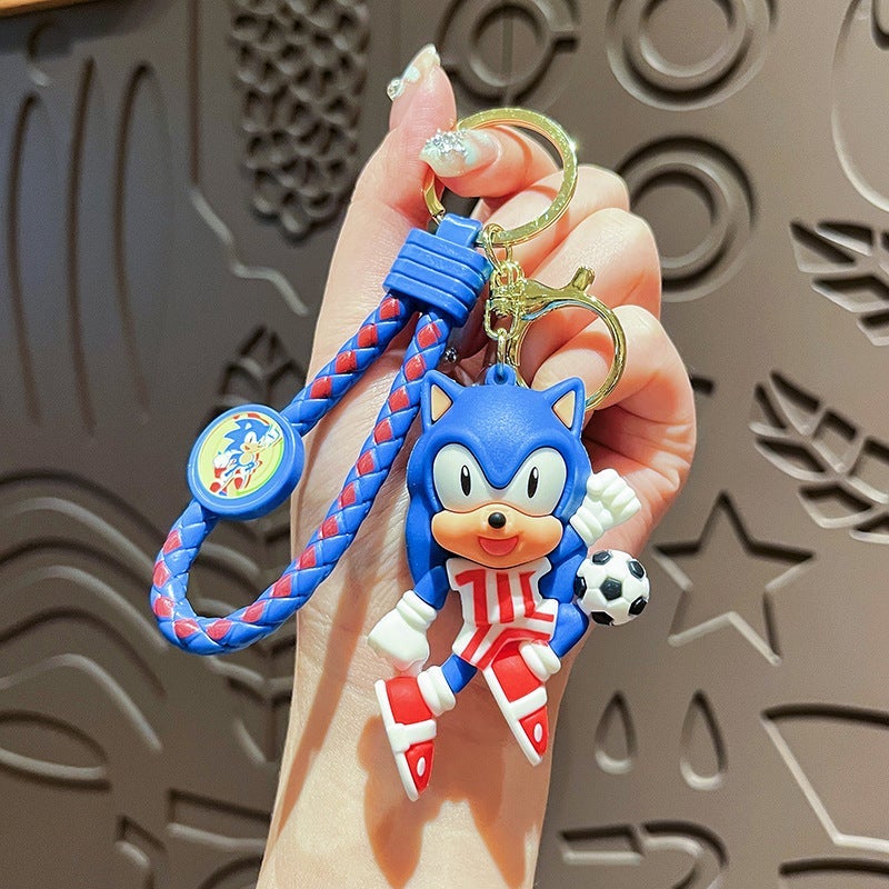 Crazy Sonic Keychain - Cute Cartoon Soccer Figure Keyring for Couples Bag Pendant Gift - Image 1