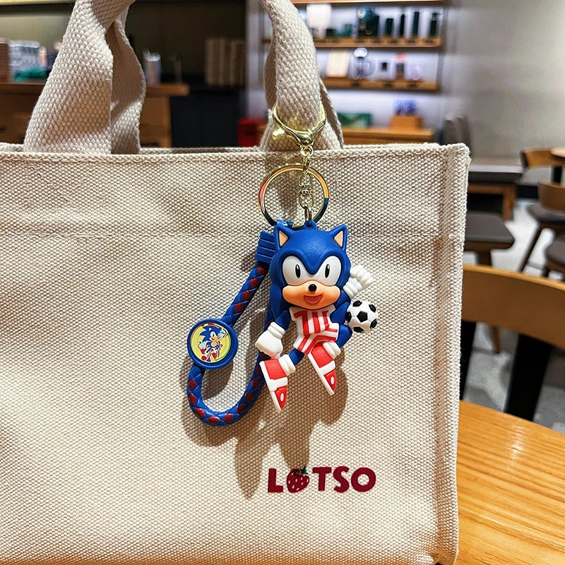 Crazy Sonic Keychain - Cute Cartoon Soccer Figure Keyring for Couples Bag Pendant Gift - Image 5