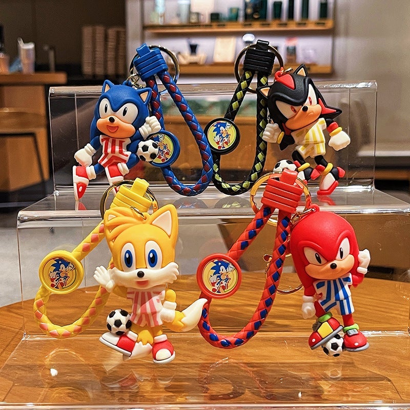 Crazy Sonic Keychain - Cute Cartoon Soccer Figure Keyring for Couples Bag Pendant Gift - Image 3